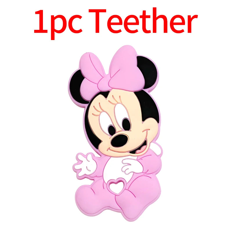 1/3/10pcs New Cartoon Mickey Minnie Silicone Beads Teether Food-Grade Chewing Teeth Bead DIY Nipple Chain Jewelry Accessories