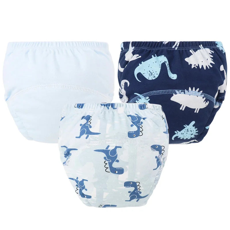 Baby Diaper Pants Set Cartoon Printed Training Pants for Boys Girls Breathable Cotton Reusable Kids Underwear 3Pcs
