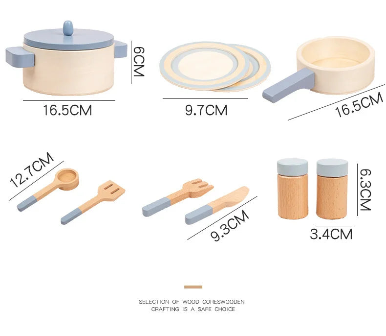 Wooden Mini Kitchen Toys Cookware Pot Pan Cook Pretend Play Educational House Toys For Children Simulation Kitchen Utensils Girl