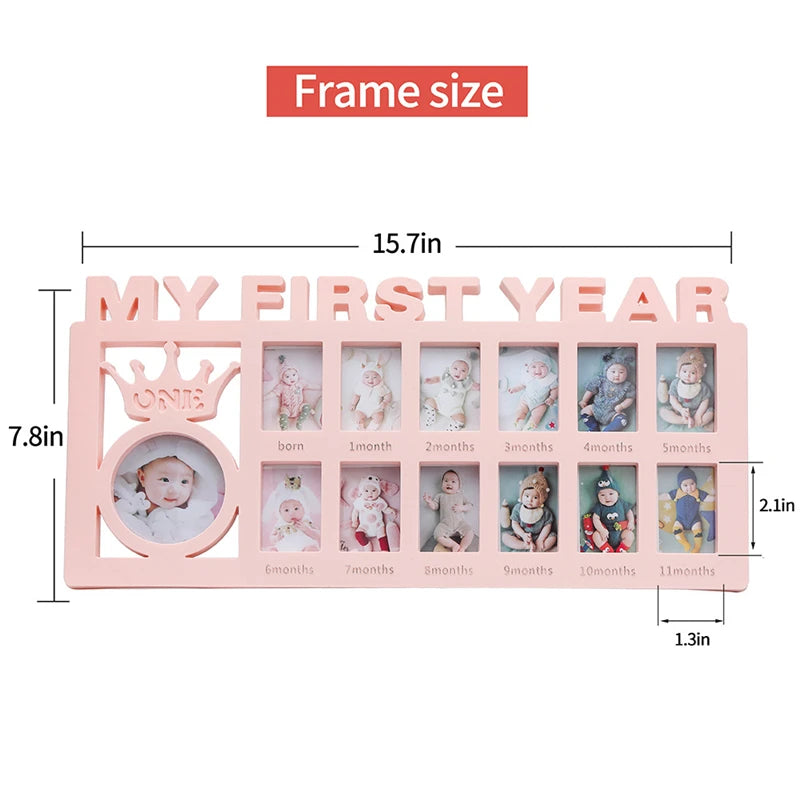 Souvenirs Photo Frame My First Year Baby Keepsake Frame 0-12 Months Pictures Photo Frame Souvenirs Kids Growing Memory Gift ﻿