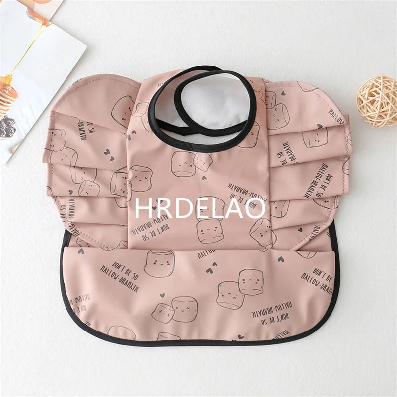 Baby Bibs INS Nordic Style Angel Feed Pocket Burp Girl Boy Infant Meals Bib Waterproof Easy Clean Cute Elephant Bib Soft PU Gift