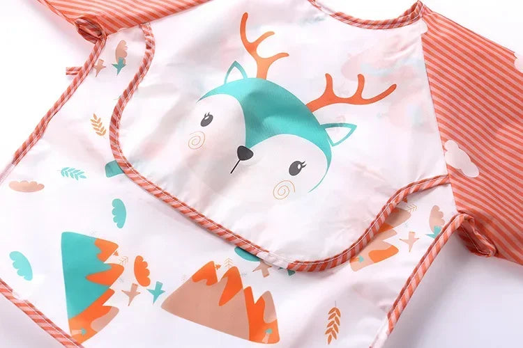 Baby Boys Girls Burp Cloth Banana Bibs for1-3Year Long Sleeve Scarf Waterproof Toddler Art Smock Feeding Bib Apron Pocket Infant