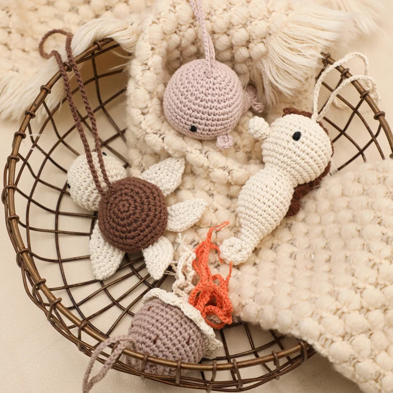Baby Crochet Rattle Toys Rabbit Teether Toys Pacifier Chain Pendant Play Activity Gym Hanging Toys For Newborn Teething Toys
