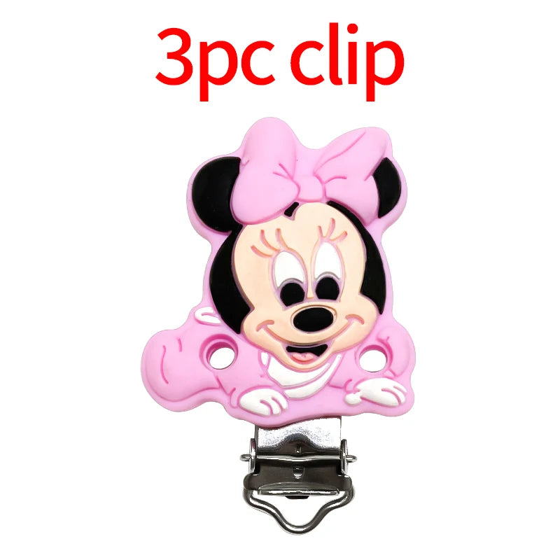 1/3/10pcs New Cartoon Mickey Minnie Silicone Beads Teether Food-Grade Chewing Teeth Bead DIY Nipple Chain Jewelry Accessories