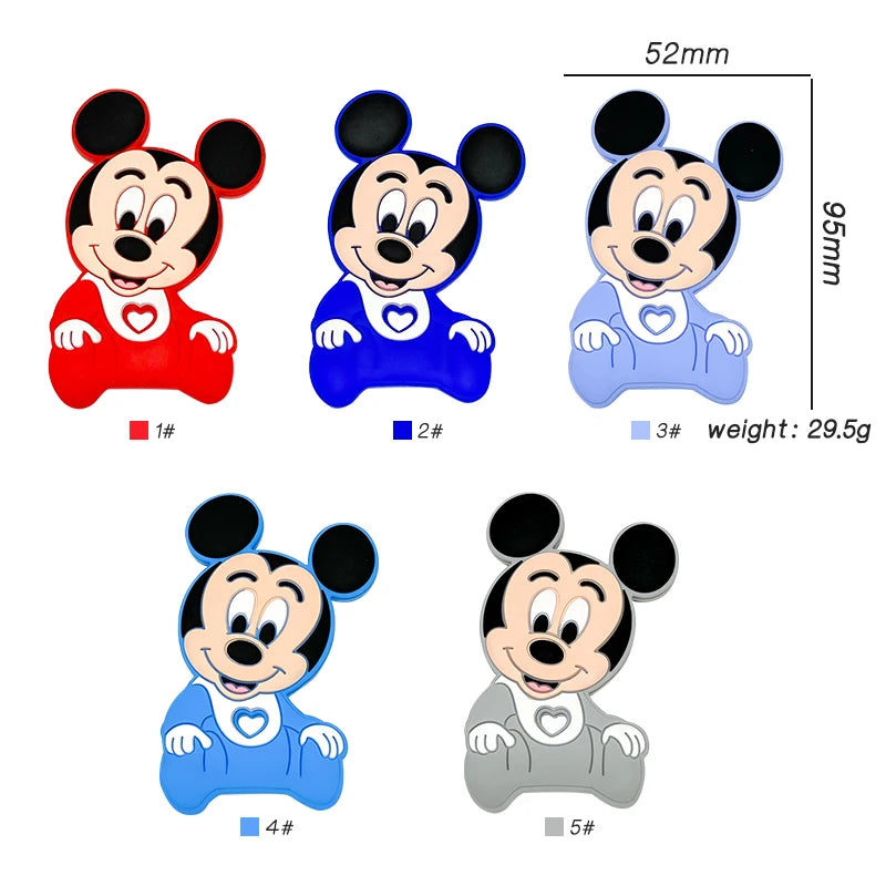 1/3/10pcs New Cartoon Mickey Minnie Silicone Beads Teether Food-Grade Chewing Teeth Bead DIY Nipple Chain Jewelry Accessories