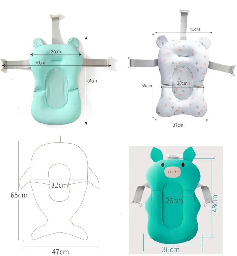 Baby Safety Bath Mat Cushion Portable Bath Anti-Slip Cushion Seat Infant Floating Bather Bathtub Pad Shower Security Support Mat