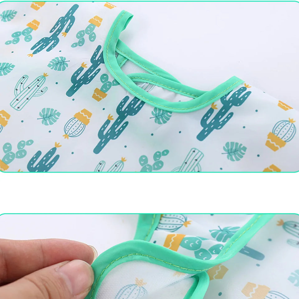 Baby Bibs New Cute Children Baby Stuff Toddler Waterproof Long Sleeve Art Smock Feeding Bib Apron for Kids 0-6 Years