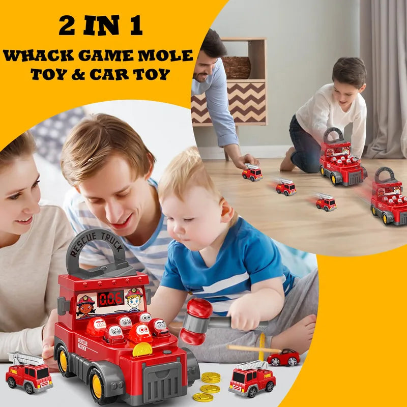 Hot Selling Kids Educational Toys Set Large Construction Vehicles Fire Trucks with Groundhog Game Consoles for Toddlers Gift