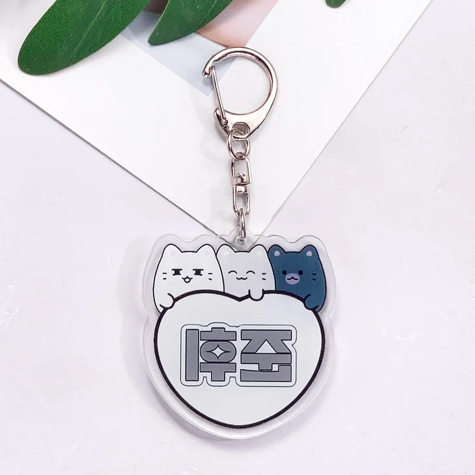 Kpop Stray Kids Acrylic Car Keychain Accessories Creative Funny Kawaii Trendy Bag Charm Backpack Pendant Keyring Gifts For Fans