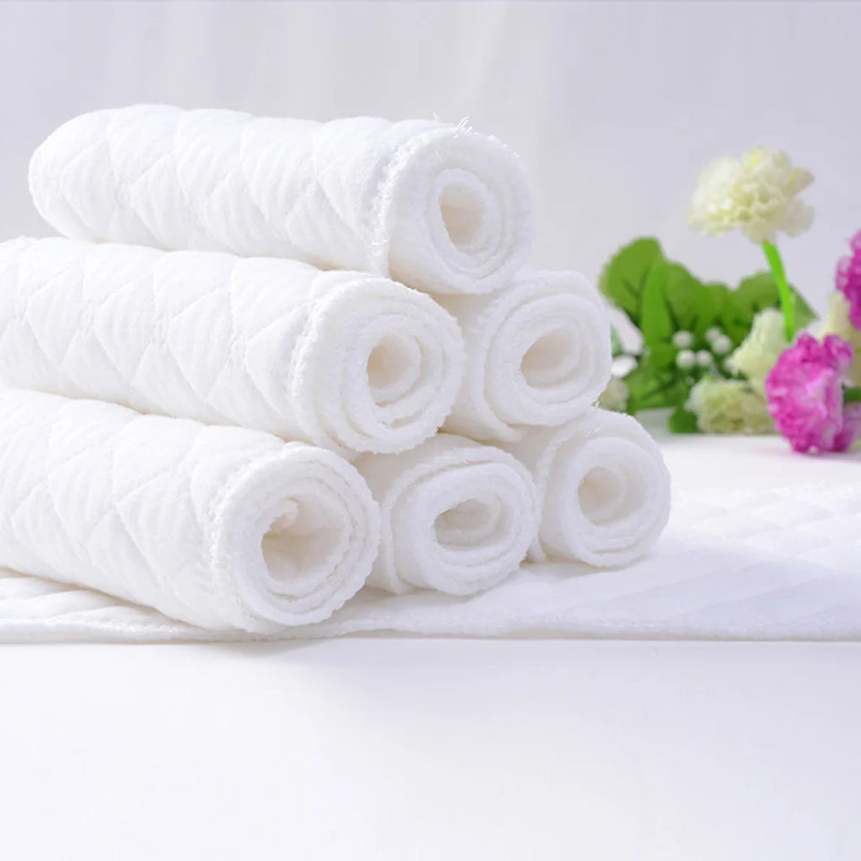 New 10PCS/Set Baby Reusable Diaper Washable Ecological Cotton Diapers 3Layers Cloth Nappies for Children Breathable Absorbent