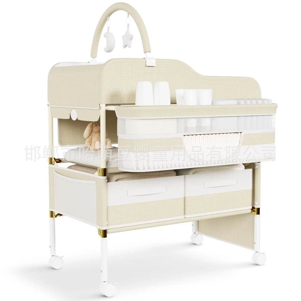 BabyCare Plus 5-in-1 Portable Changing Station  Diaper Table with Massage Pad & Wheels Mobile Nursery Center (0-24 Months)