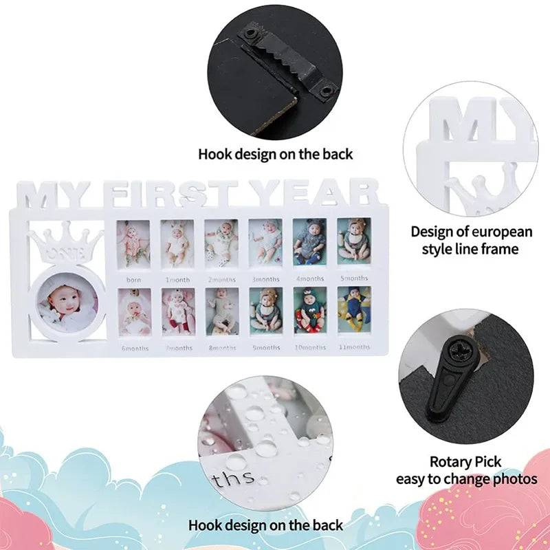 Souvenirs Photo Frame My First Year Baby Keepsake Frame 0-12 Months Pictures Photo Frame Souvenirs Kids Growing Memory Gift ﻿