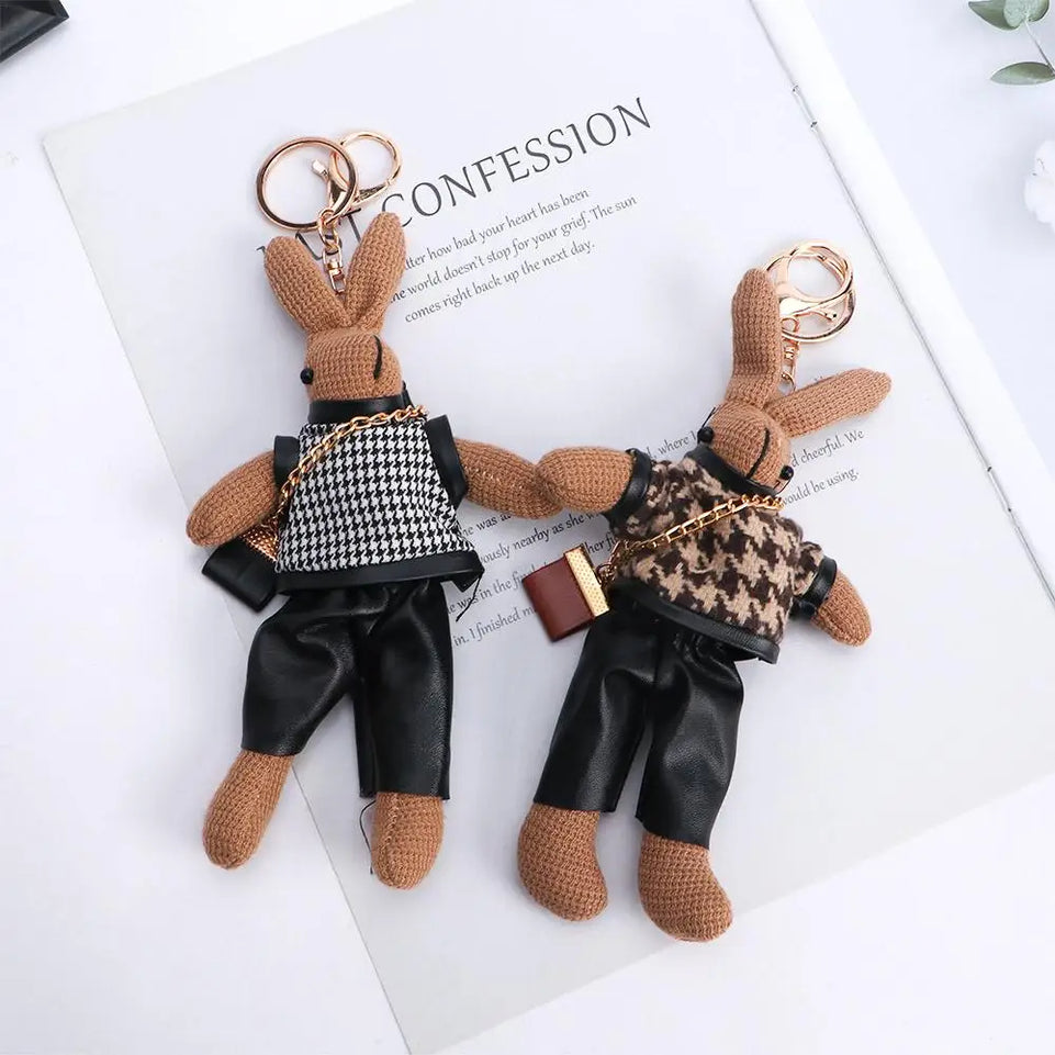 Boys Kids Animal Doll Pendant Cloth Bag Pendant Decoration Korean Style Key Ring Lady Rabbit Keychains Girls Car Accessories