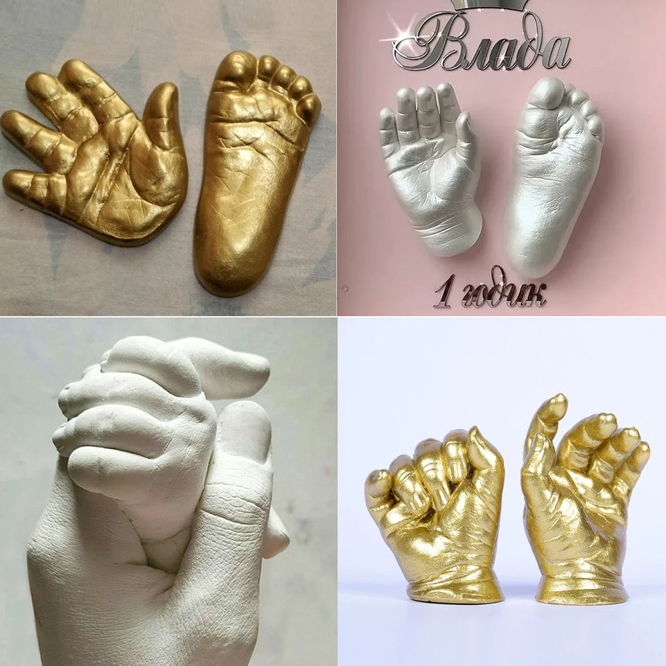 Baby souvenir hand and foot casting kit DIY plaster statue molding 3D hand print mold powder casting craft anniversary gift