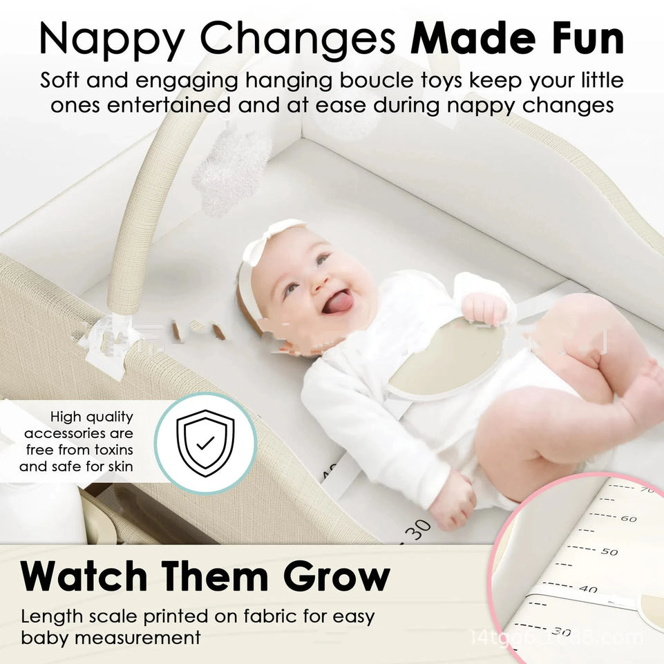 BabyCare Plus 5-in-1 Portable Changing Station  Diaper Table with Massage Pad & Wheels Mobile Nursery Center (0-24 Months)