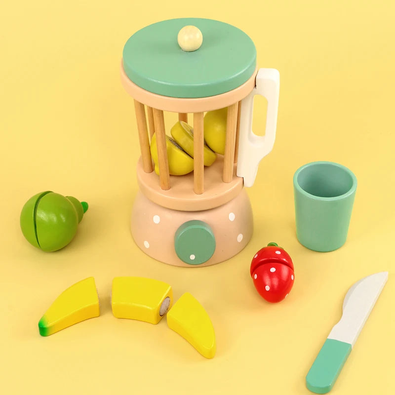 Children Play House Simulation Teapot Girl Tea Kitchen toys, wooden cake kindergarten birthday present