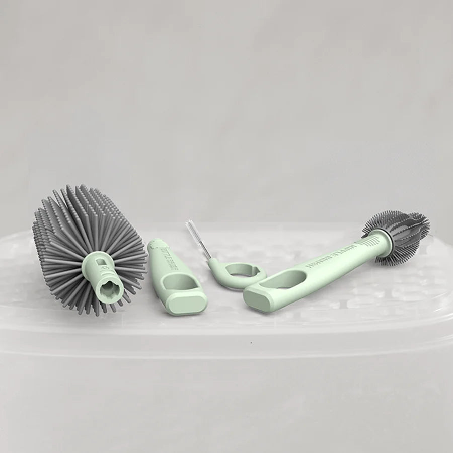 Travel Bottle Brush Set, Auto-Open Rack & Vertical Brushs Drying Slots, 3 Brushes, Foldable Drying Rack, Travel Baby Essentials