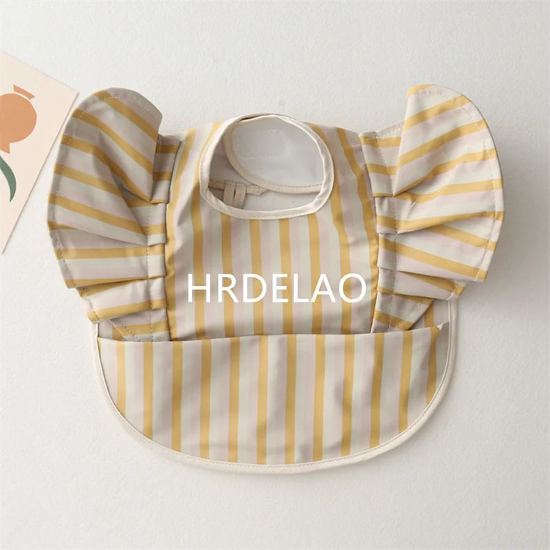 Baby Bibs INS Nordic Style Angel Feed Pocket Burp Girl Boy Infant Meals Bib Waterproof Easy Clean Cute Elephant Bib Soft PU Gift