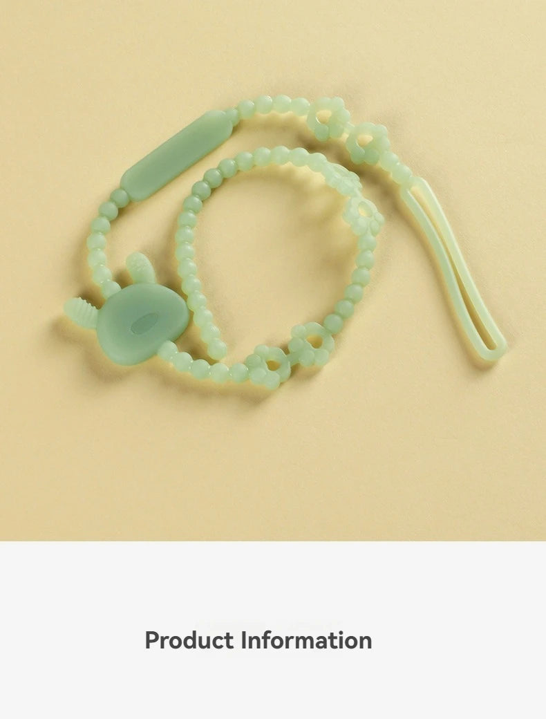 Baby Teething Toy with Music, Silicone Gum Soother Pacifier Clip, Anti-Loss Chain for Drool Relief & Sensory Development