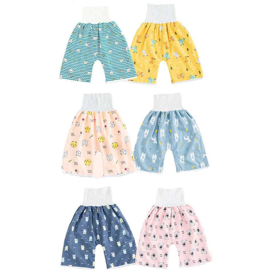 Baby Waterproof Diaper Pants&Skirt for Potty Training Baby Comfy Diaper Short for Boys and Girls Sleeping Bedclothes Night Time