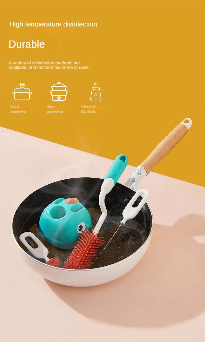 1/2/3pcs Silicone Brush for Bottles 360 Degree Rotation Baby Bottle Pacifier Cleaning Brush Nipple Dropper Brushes Set Baby Item