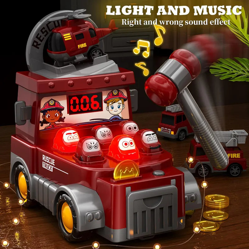 Hot Selling Kids Educational Toys Set Large Construction Vehicles Fire Trucks with Groundhog Game Consoles for Toddlers Gift