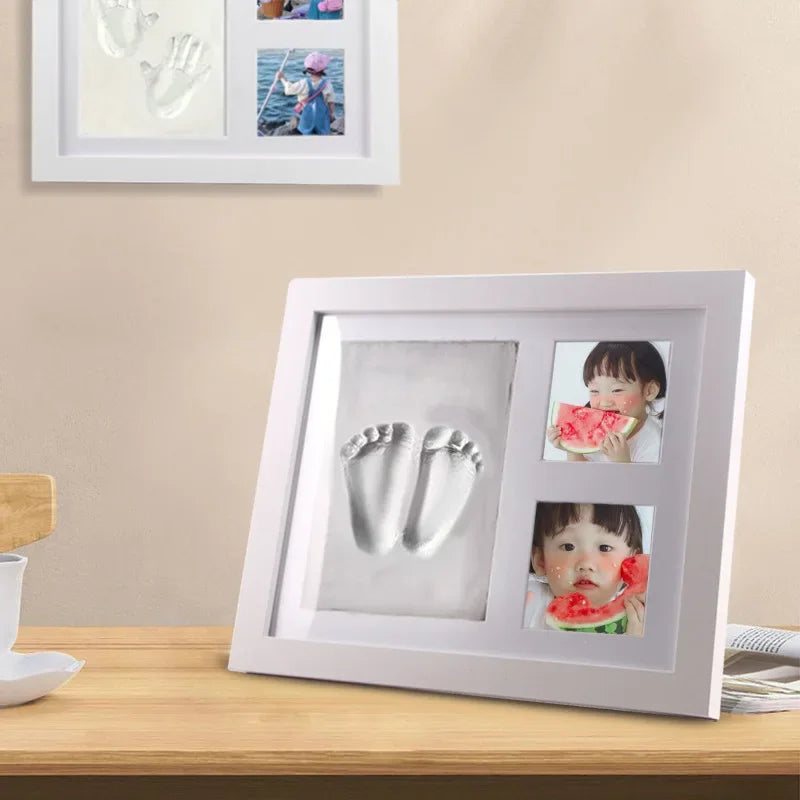 1 Set Non-toxic Baby Souvenirs Baby Milestone Decor Gift Newborn Baby Hand Foot Print DIY Photo Frame With Mold Clay Imprint Kit
