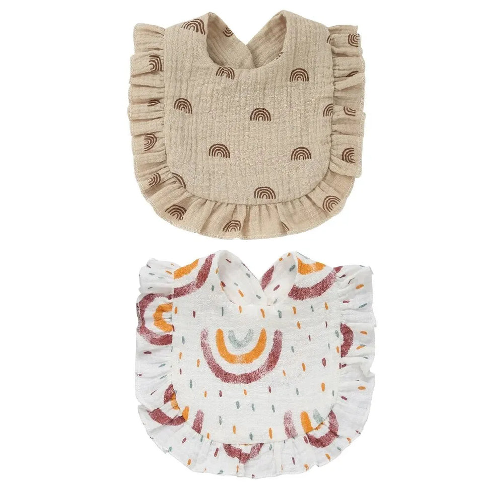 2pcs Newborn Bibs Infant Burp Cloths Baby Stuff Feeding Drool Bandana Saliva Towel Toddler Ruffle Floral Bib Baby Accessories