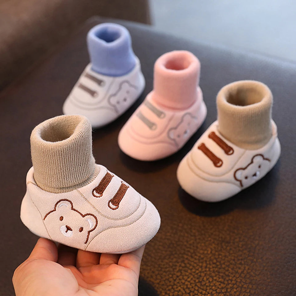 Baby Shoes Autumn and Winter and Socks Cotton for Warmth Non Slip Walking Shoes for Newborn Babies Baby 0-1 Years Old Shoes