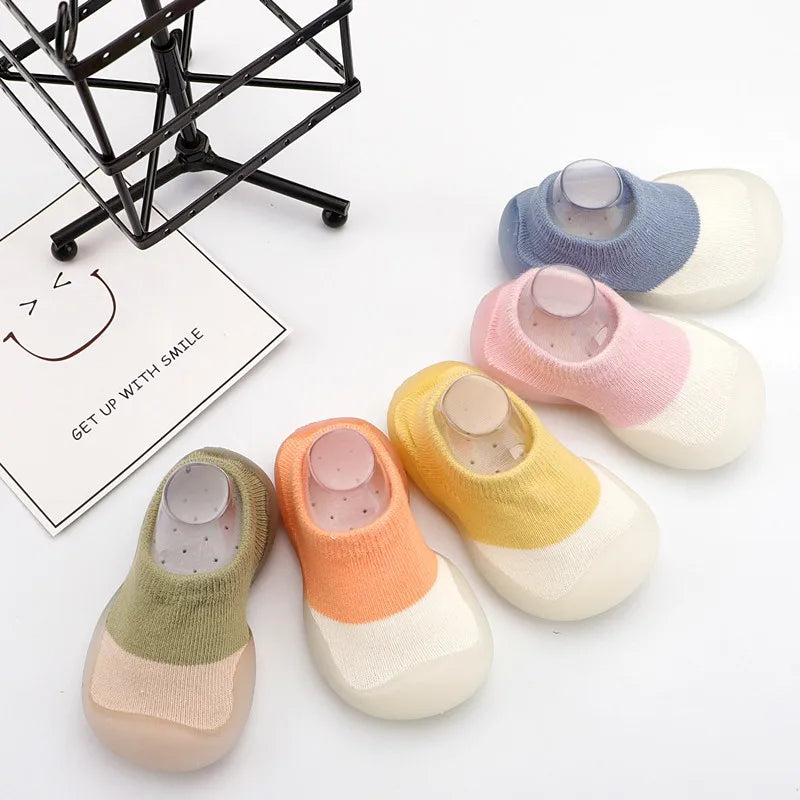 Baby Shoes First Walkers Comfortable Boys Girls Kids Rubber Soft Non-Slip Sole Floor Shoes Knit Booties