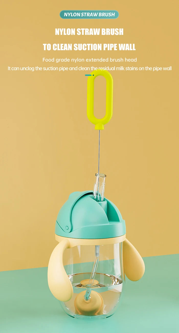 Electric 360 Degree Rotation 6 in 1 Silicone Baby Bottle Pacifier Brush Wash Water Cup Container Straw Cleaning Brush Set