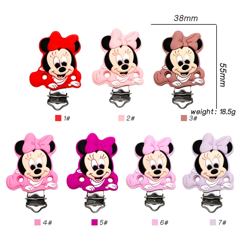 1/3/10pcs New Cartoon Mickey Minnie Silicone Beads Teether Food-Grade Chewing Teeth Bead DIY Nipple Chain Jewelry Accessories