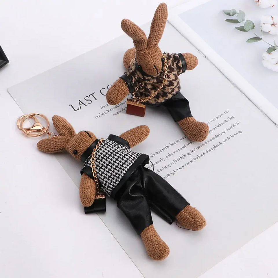 Kids Cloth Animal Doll Pendant Boys Bag Pendant Decoration Girls Car Accessories Lady Rabbit Keychains Korean Style Key Ring