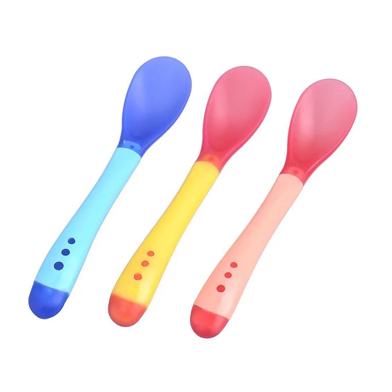 Baby Temperature Sensing Spoon Fork Set for Newborn Children Safety Flatware Solid Feeding Anti Scald Spoons Feeder Utensils