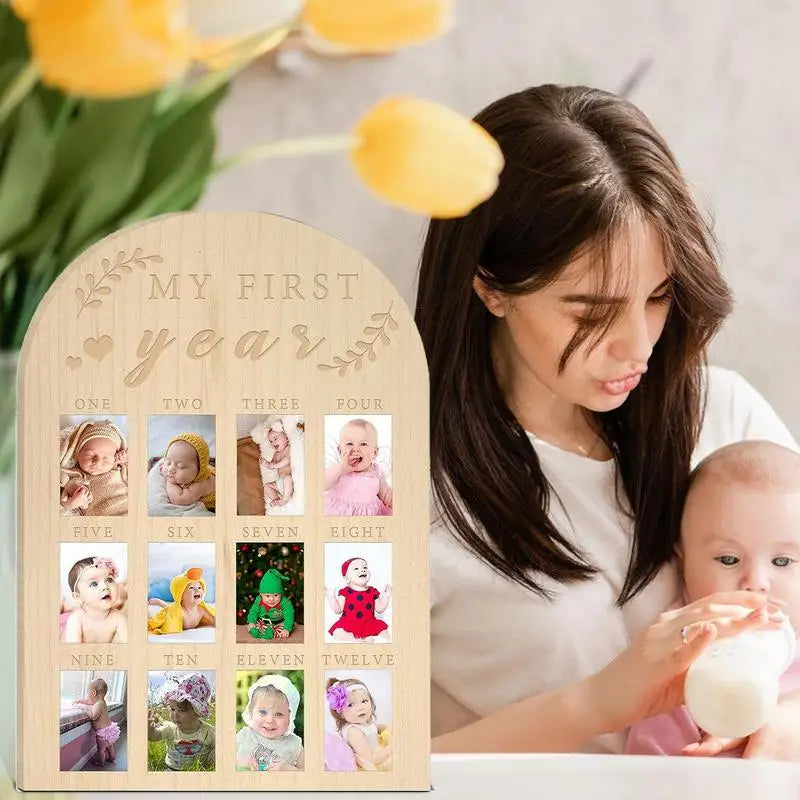 Newborn first year photo Memorial Keepsake Frame  12 month baby Growth Record milestone board baby souvenirs gifts for mothers