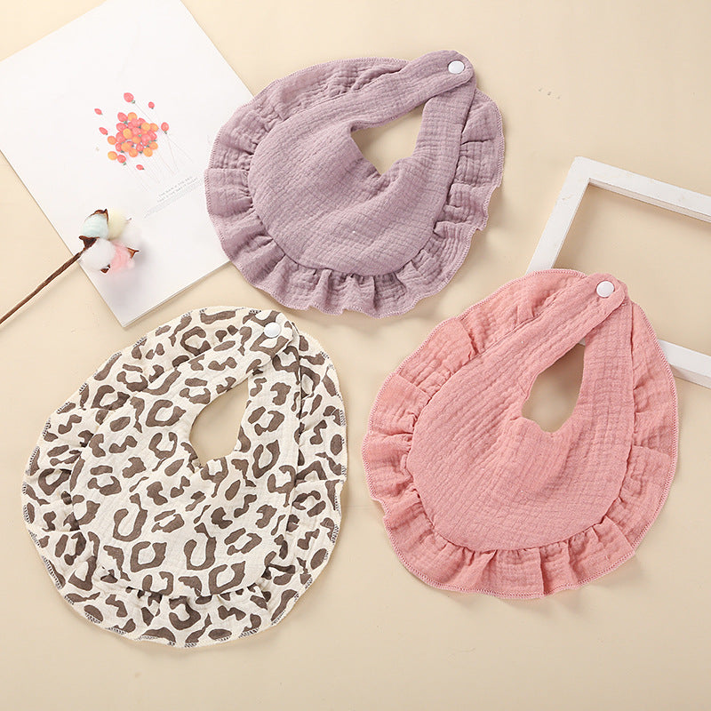 INS Hot Baby Bibs Kawaii Newborn Girls Cotton Muslin Saliva Towel Flowers Cherry Leopard Lace Babies Accessories Children Stuff