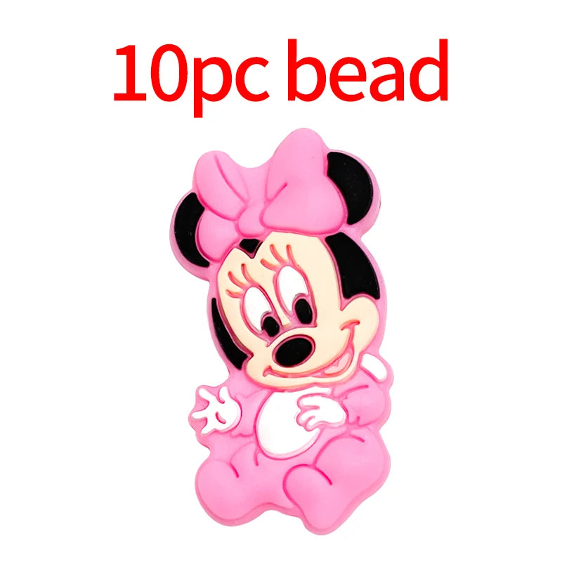 1/3/10pcs New Cartoon Mickey Minnie Silicone Beads Teether Food-Grade Chewing Teeth Bead DIY Nipple Chain Jewelry Accessories