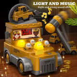 Hot Selling Kids Educational Toys Set Large Construction Vehicles Fire Trucks with Groundhog Game Consoles for Toddlers Gift