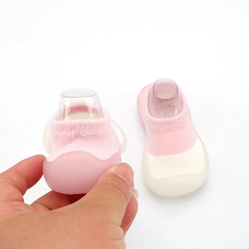 Baby Shoes First Walkers Comfortable Boys Girls Kids Rubber Soft Non-Slip Sole Floor Shoes Knit Booties