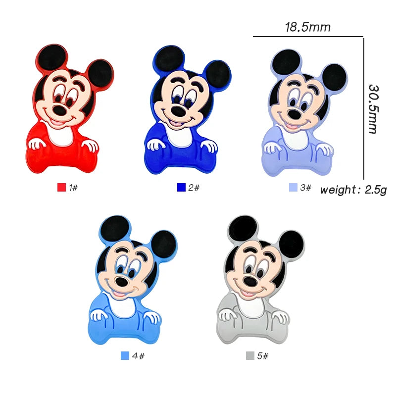 1/3/10pcs New Cartoon Mickey Minnie Silicone Beads Teether Food-Grade Chewing Teeth Bead DIY Nipple Chain Jewelry Accessories