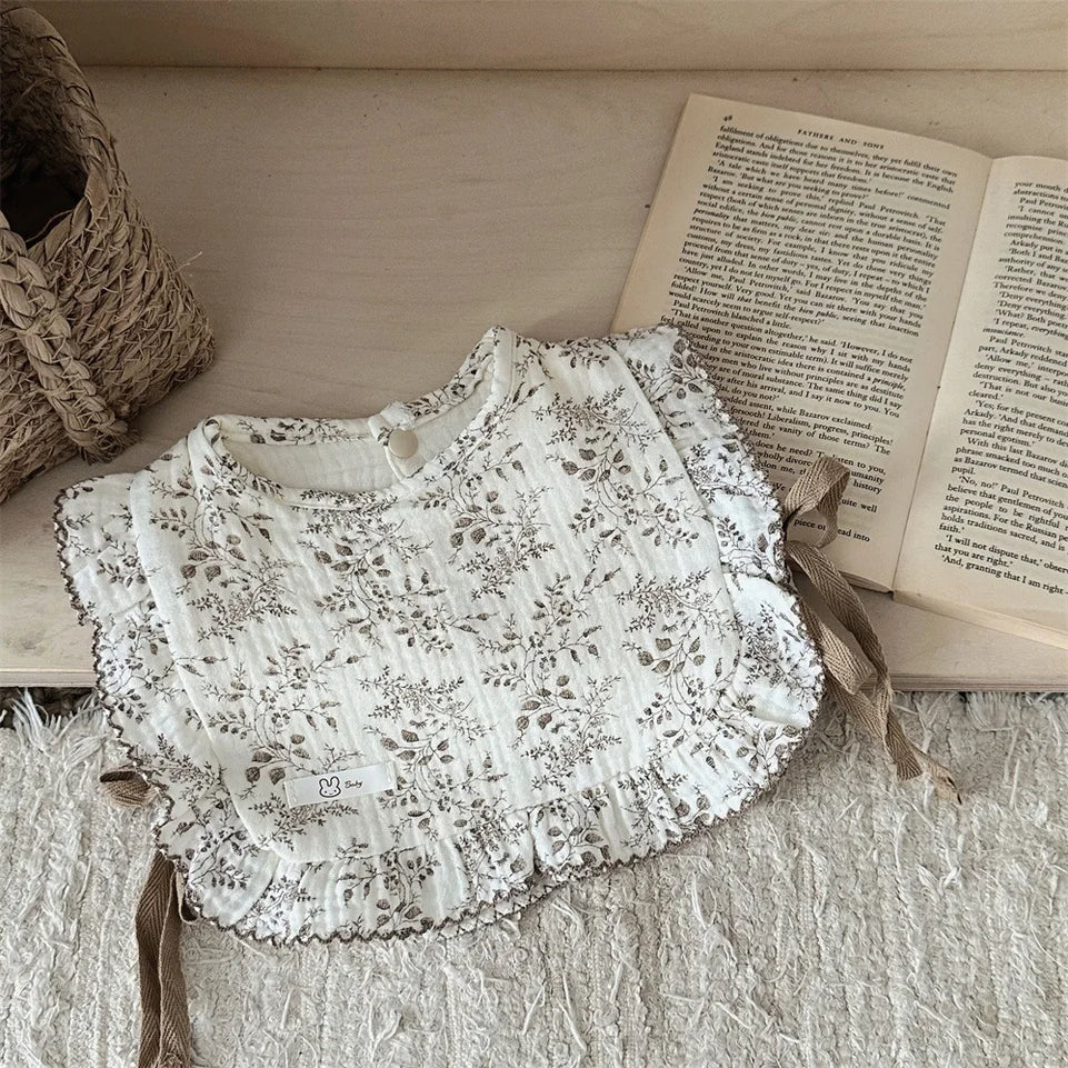 INS Style Baby Feeding Drool Bib Ruffle Floral Infants Lace Saliva Towel Soft Cotton Burp Cloth For Newborn Toddler Kids Bibs