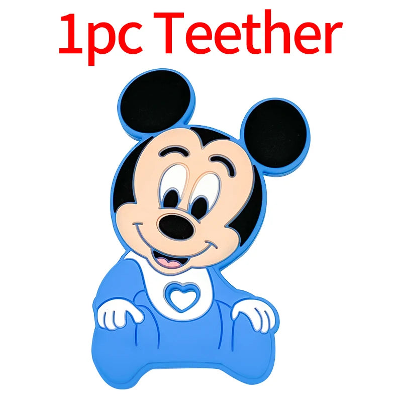1/3/10pcs New Cartoon Mickey Minnie Silicone Beads Teether Food-Grade Chewing Teeth Bead DIY Nipple Chain Jewelry Accessories