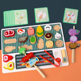 Children's Wooden Imitation Barbecue Grill Toy For Role-Playing Home Cooking And Food Recognition Available In Two Styles