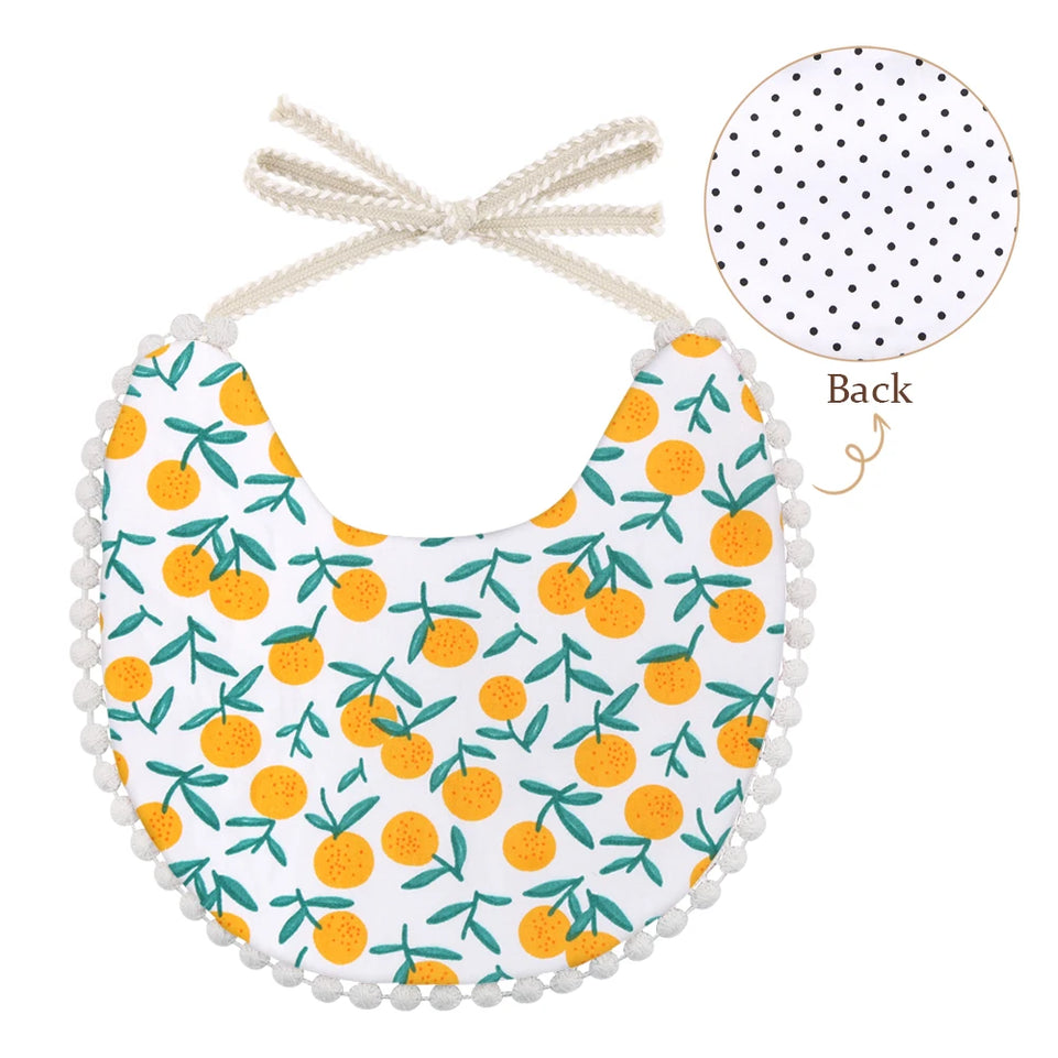 Cute Cartoon Dinner Feeding Clothes Double-deck Cotton Linen Baby Boys Girls Bibs Animal Flower Print Saliva Towel Kids Stuff