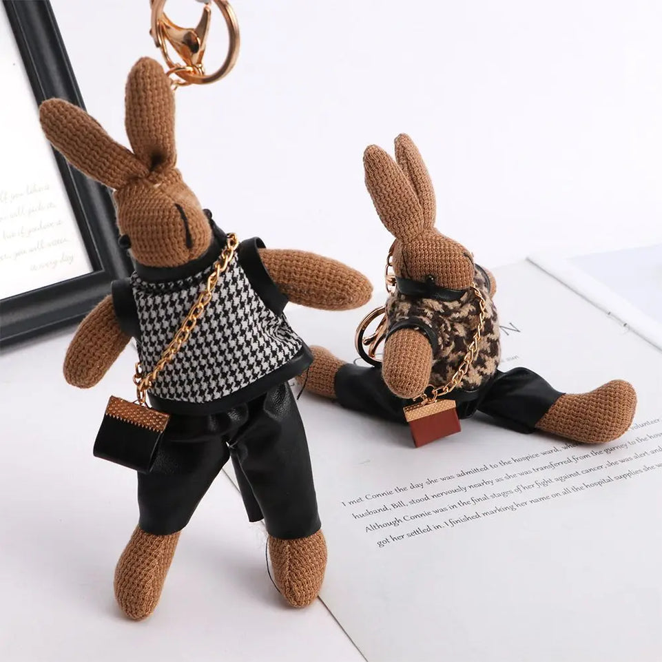 Kids Cloth Animal Doll Pendant Boys Bag Pendant Decoration Girls Car Accessories Lady Rabbit Keychains Korean Style Key Ring