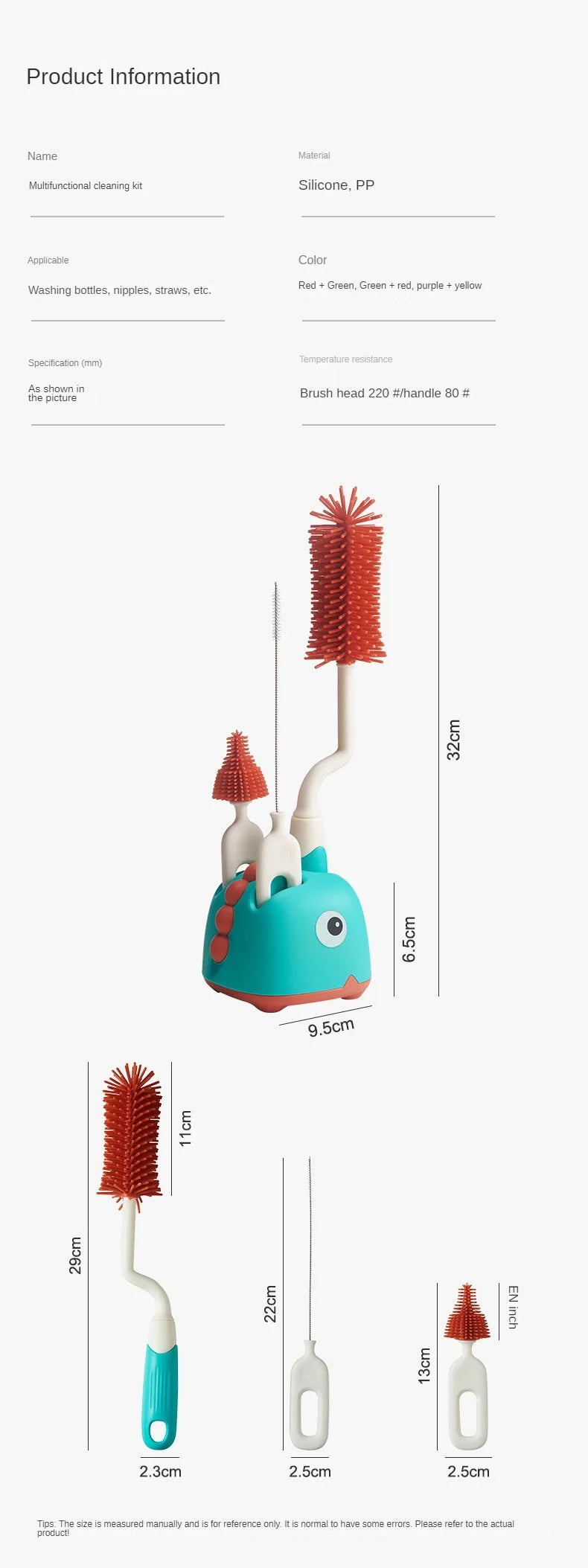 1/2/3pcs Silicone Brush for Bottles 360 Degree Rotation Baby Bottle Pacifier Cleaning Brush Nipple Dropper Brushes Set Baby Item