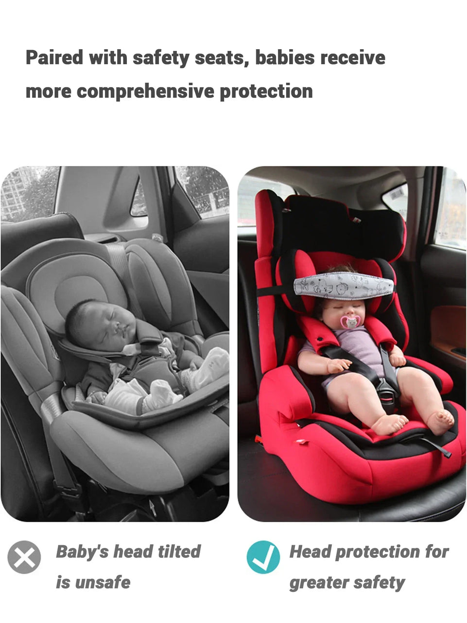 Baby Head Fixation Belt Car Seat Head Support Pushcart Fixation Belt Adjustable Sleep Positioner Baby Safety Pillow