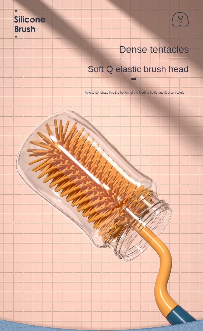 1/2/3pcs Silicone Brush for Bottles 360 Degree Rotation Baby Bottle Pacifier Cleaning Brush Nipple Dropper Brushes Set Baby Item