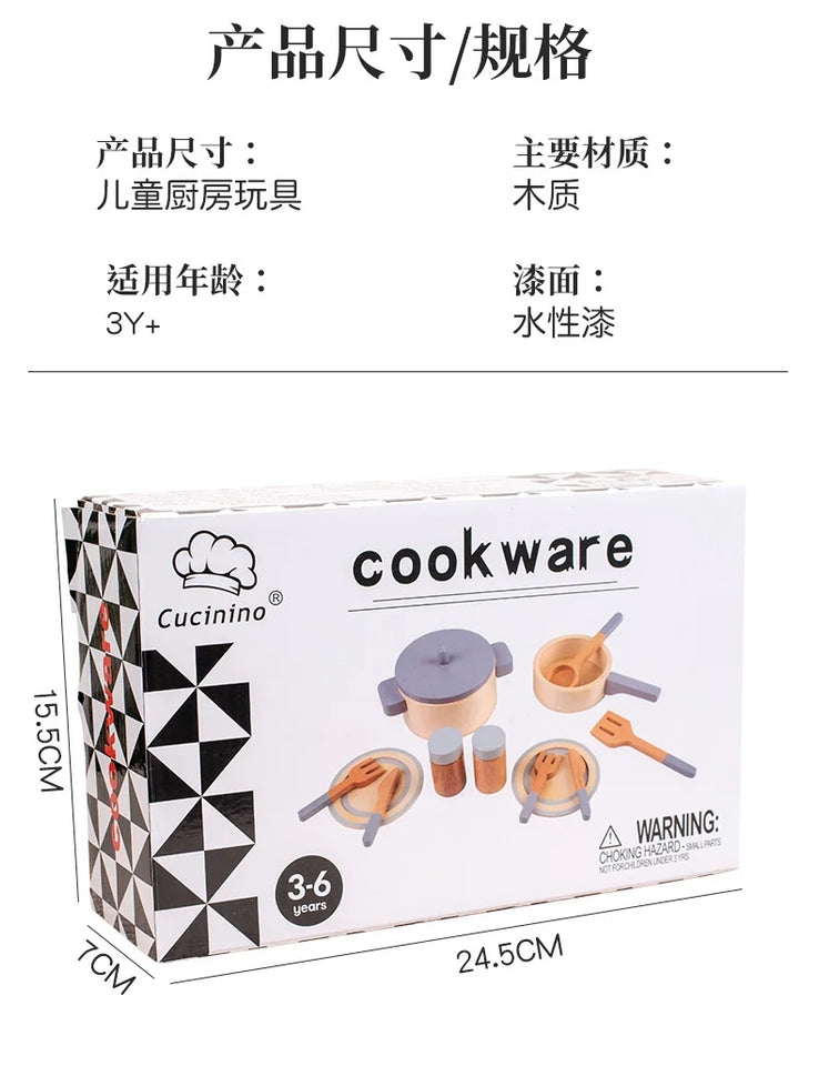 Wooden Mini Kitchen Toys Cookware Pot Pan Cook Pretend Play Educational House Toys For Children Simulation Kitchen Utensils Girl