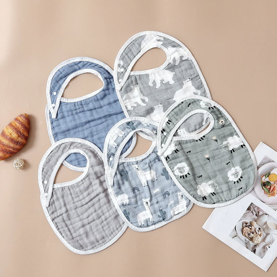 Kangobaby #My Soft Life# New 5pcs Set Breathable Bamboo Cotton Newborn Muslin Feeding Bib Antibacterial Baby Burp Cloth